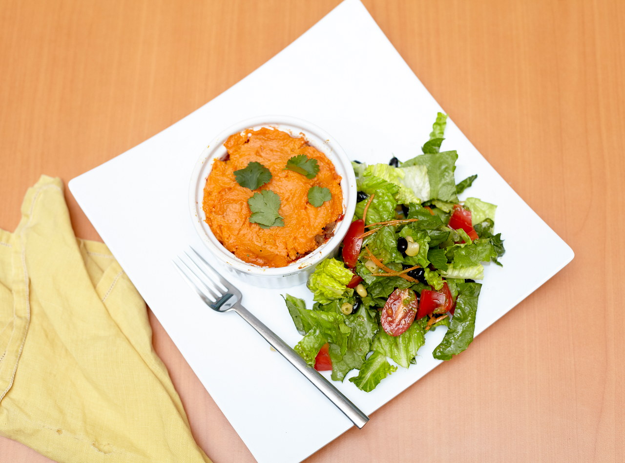 Southwest Shepherd's Pie with Vegan Field Roast and Chipotle Yams by Ripe Catering
