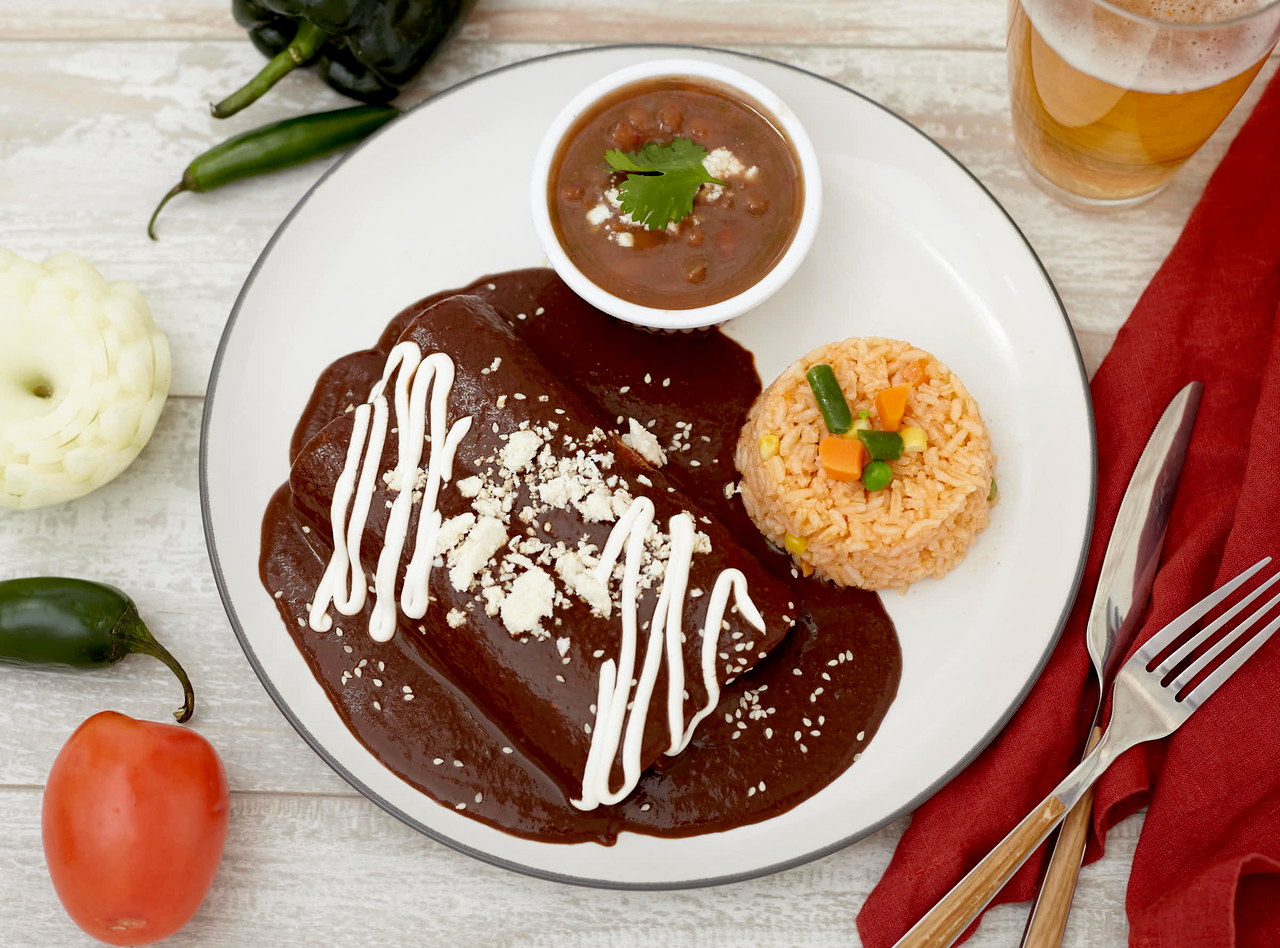 Dairy Free Chicken Enchiladas Poblanas Boxed Lunch by Chef Frankie Morales