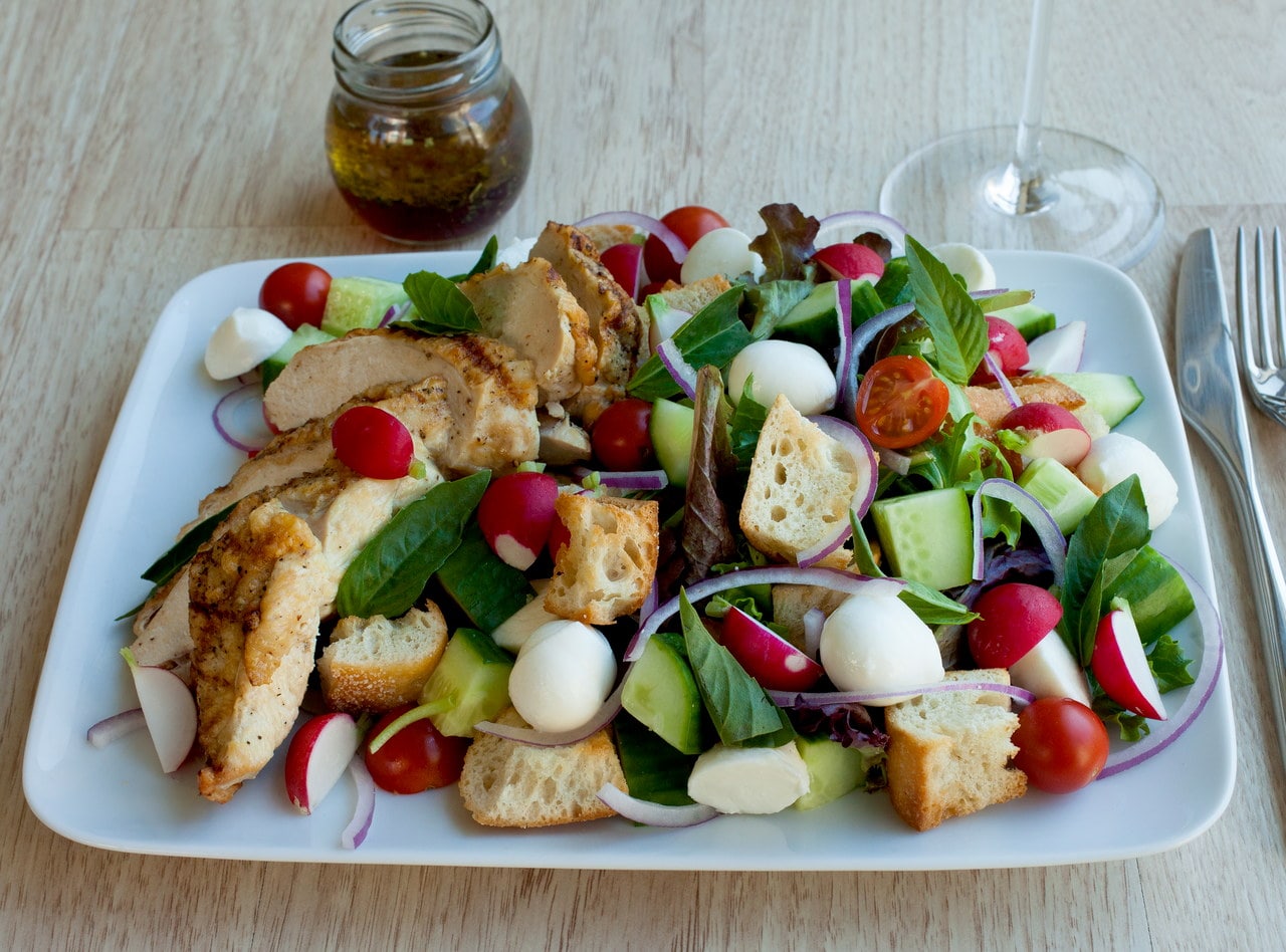 Panzanella with Grilled Chicken Breast by Chef Aaron Strauss