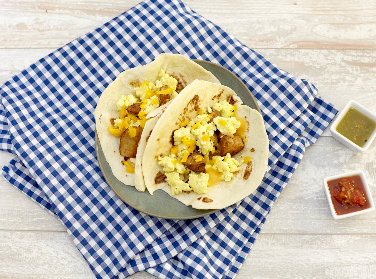 Jack's Vegetarian Breakfast Taco with Eggs and Potato by Chef Jack