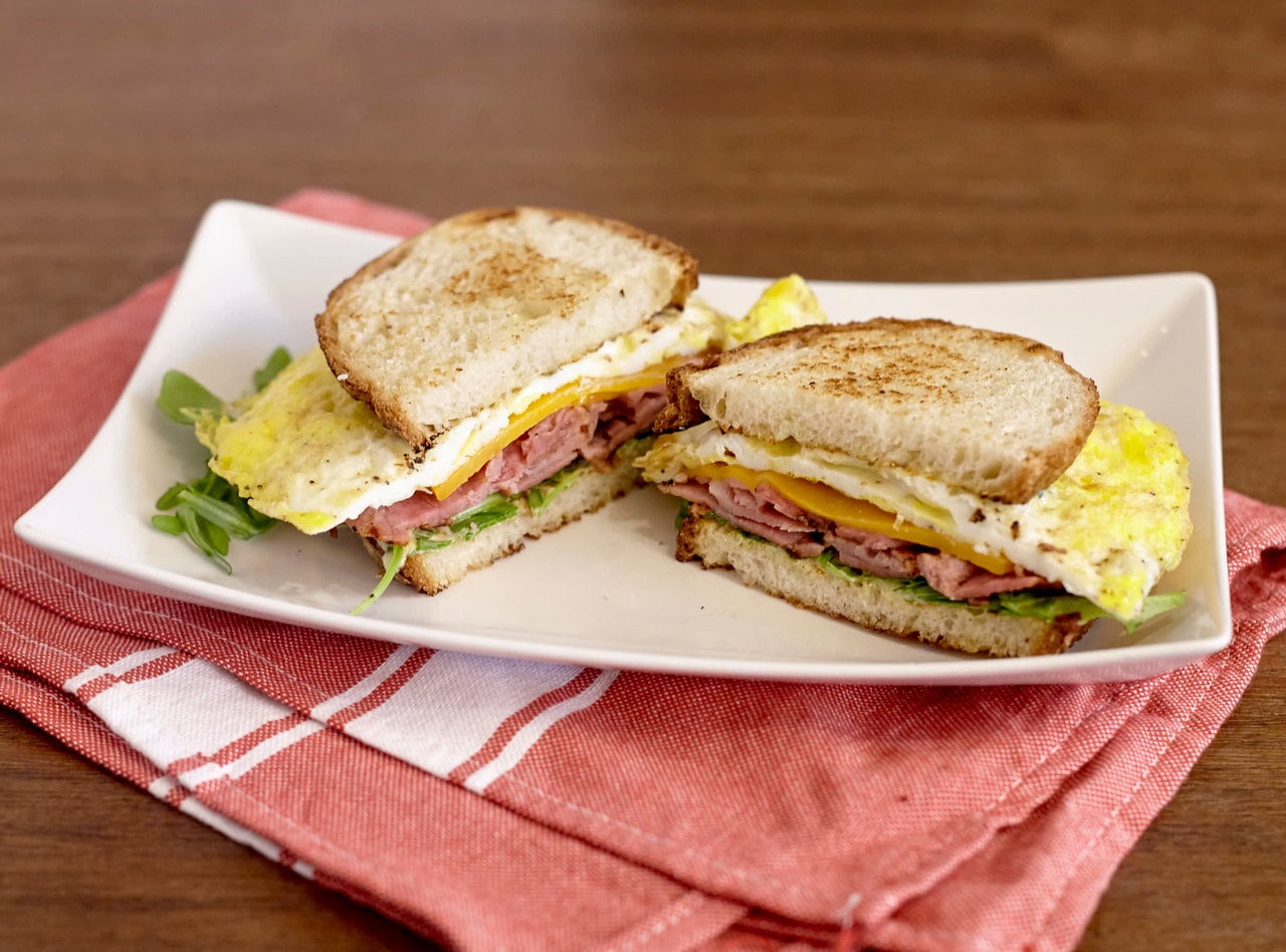 Gluten Free Ham, Cheddar and Egg Breakfast Sandwich by Chef Lilly Gjekmarkaj