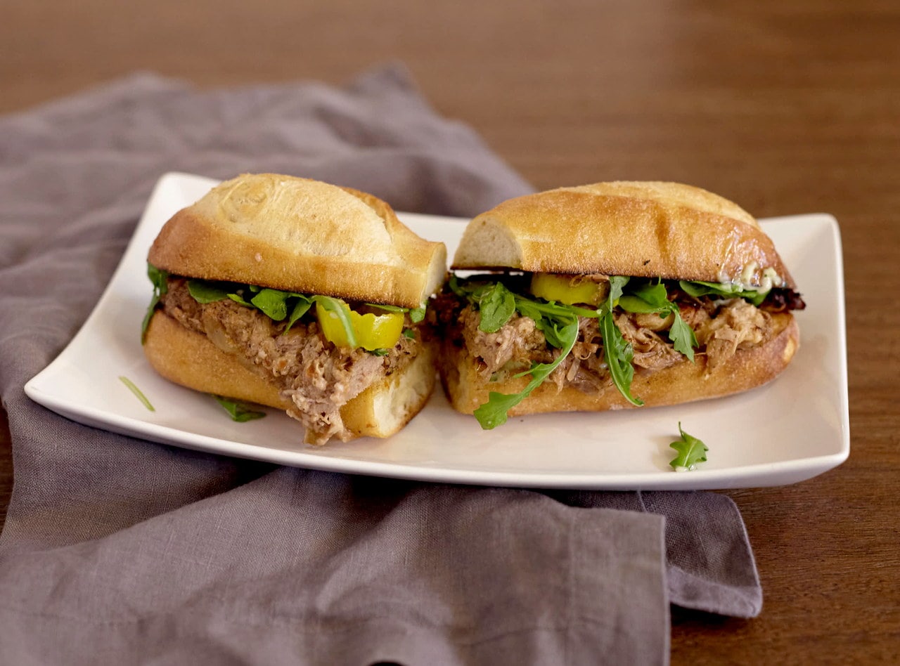 Gluten Free Pork with Kale Pesto Baguette Boxed Lunch by Chef Lilly Gjekmarkaj