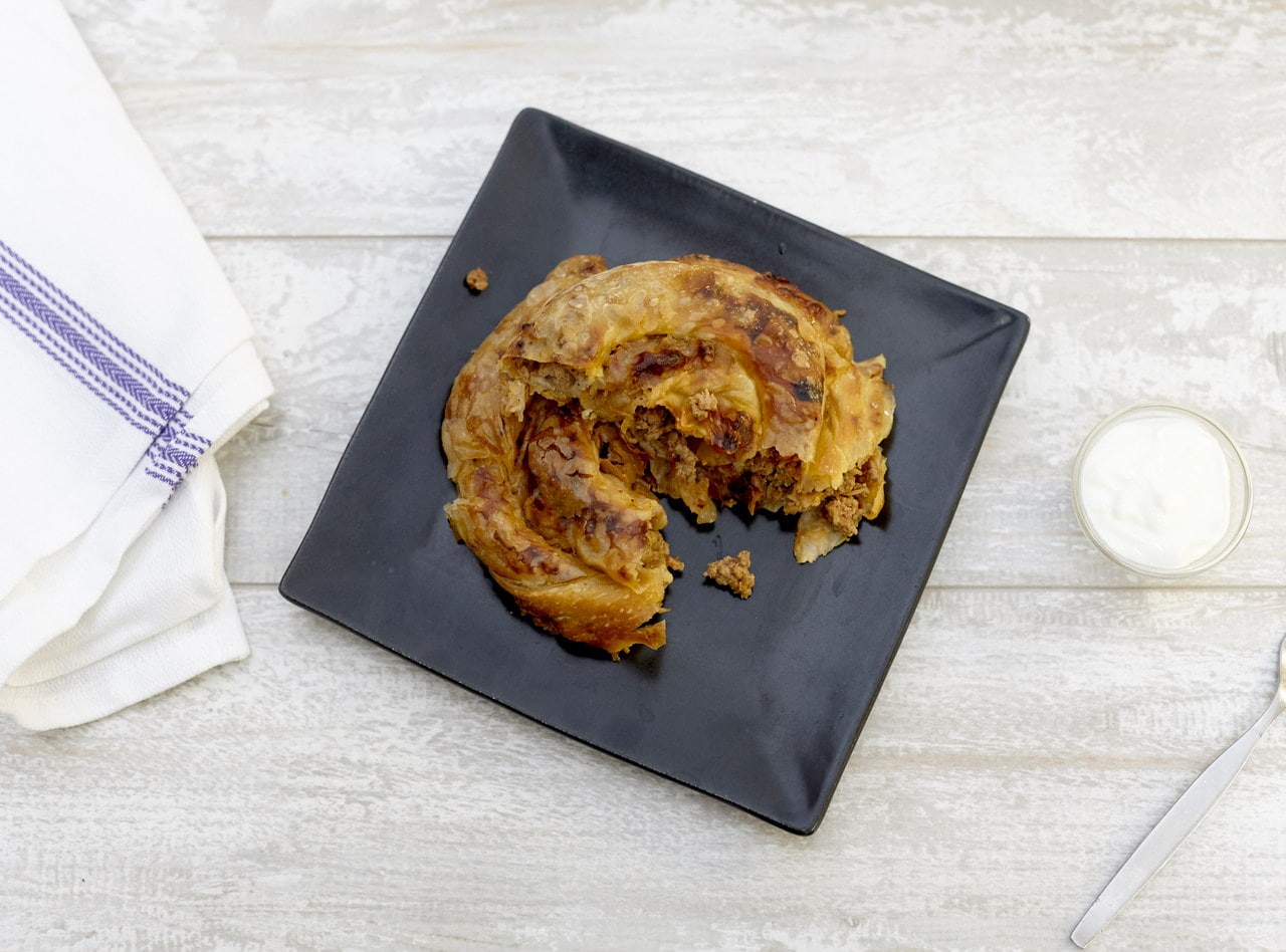 Byrek Pastry with Beef Boxed Lunch by Chef Lilly Gjekmarkaj
