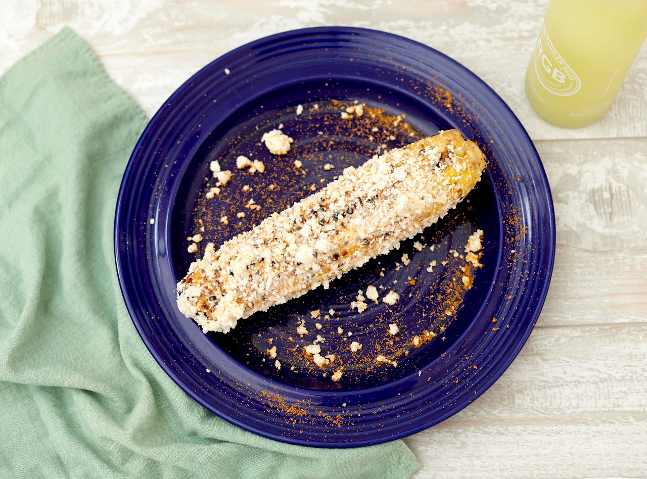 Grilled Summer Corn with Sriracha Mayo and Cheese by Chef Katie Cox
