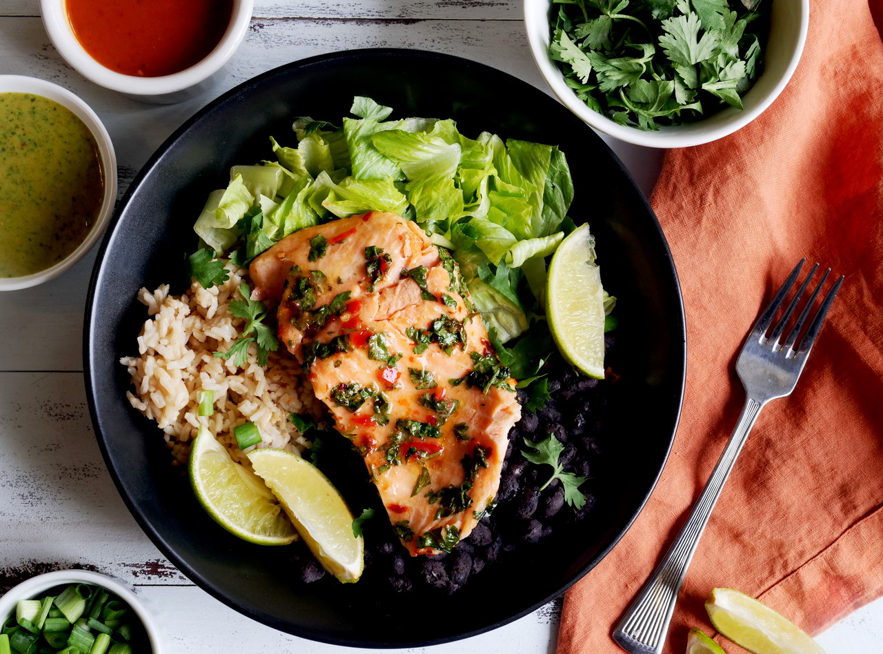 Caribbean Salmon Bowl by Chef Mulu Abate