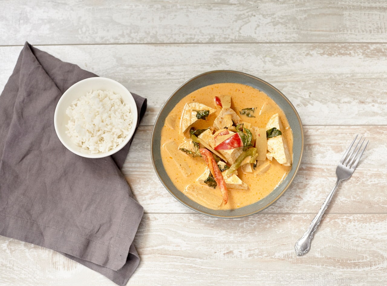 Red Curry Tofu Boxed Lunch by Chef Pik Kookarinrat