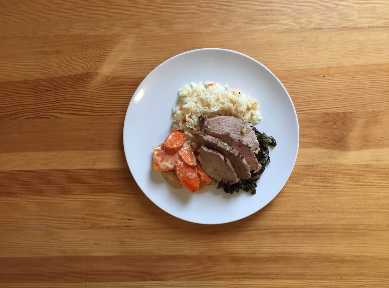 Pomegranate Chicken with Tahini Carrots by Ripe Catering