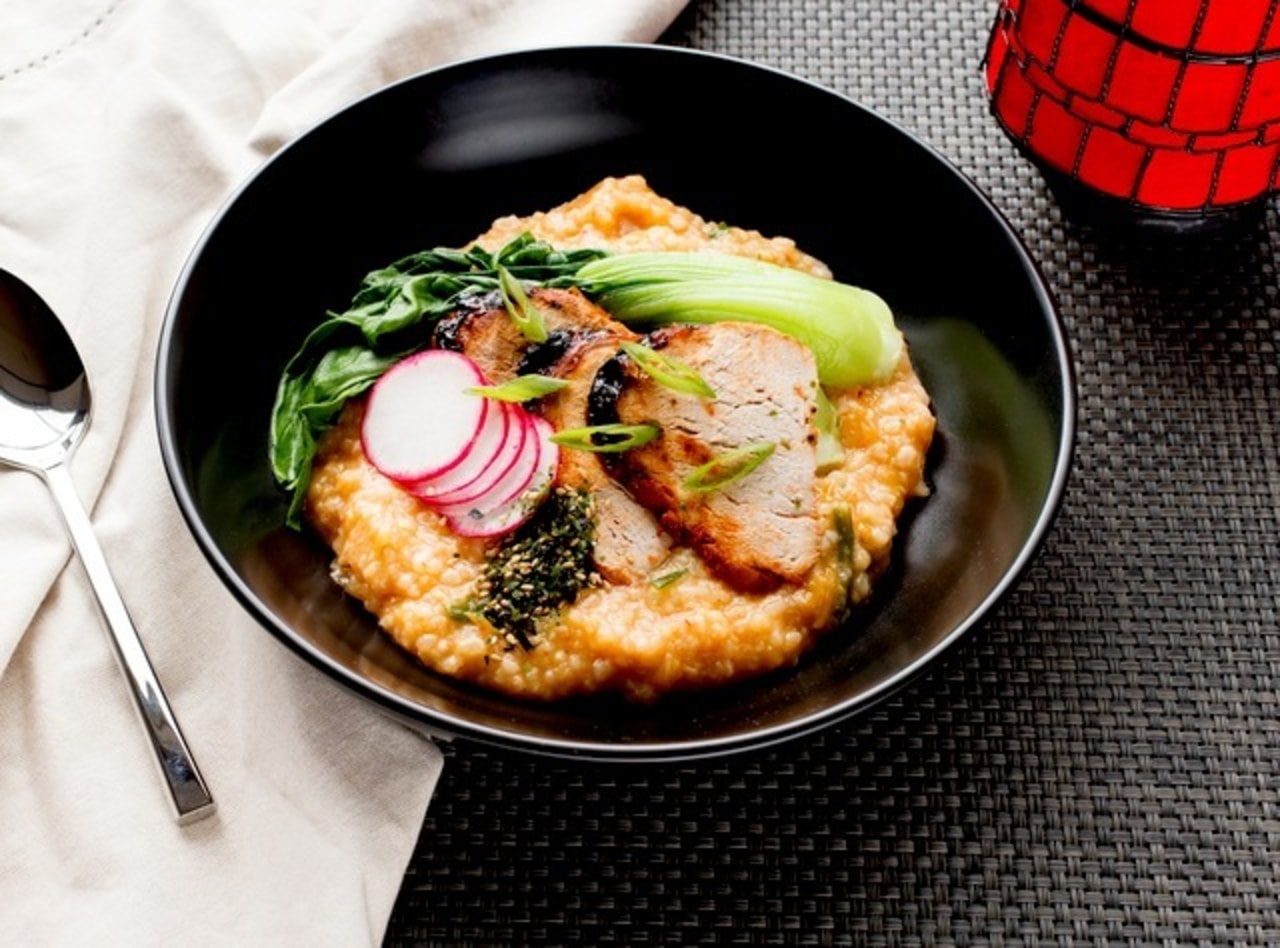 Kimchi Congee with Korean Chili Pork by Chef Shane Robinson