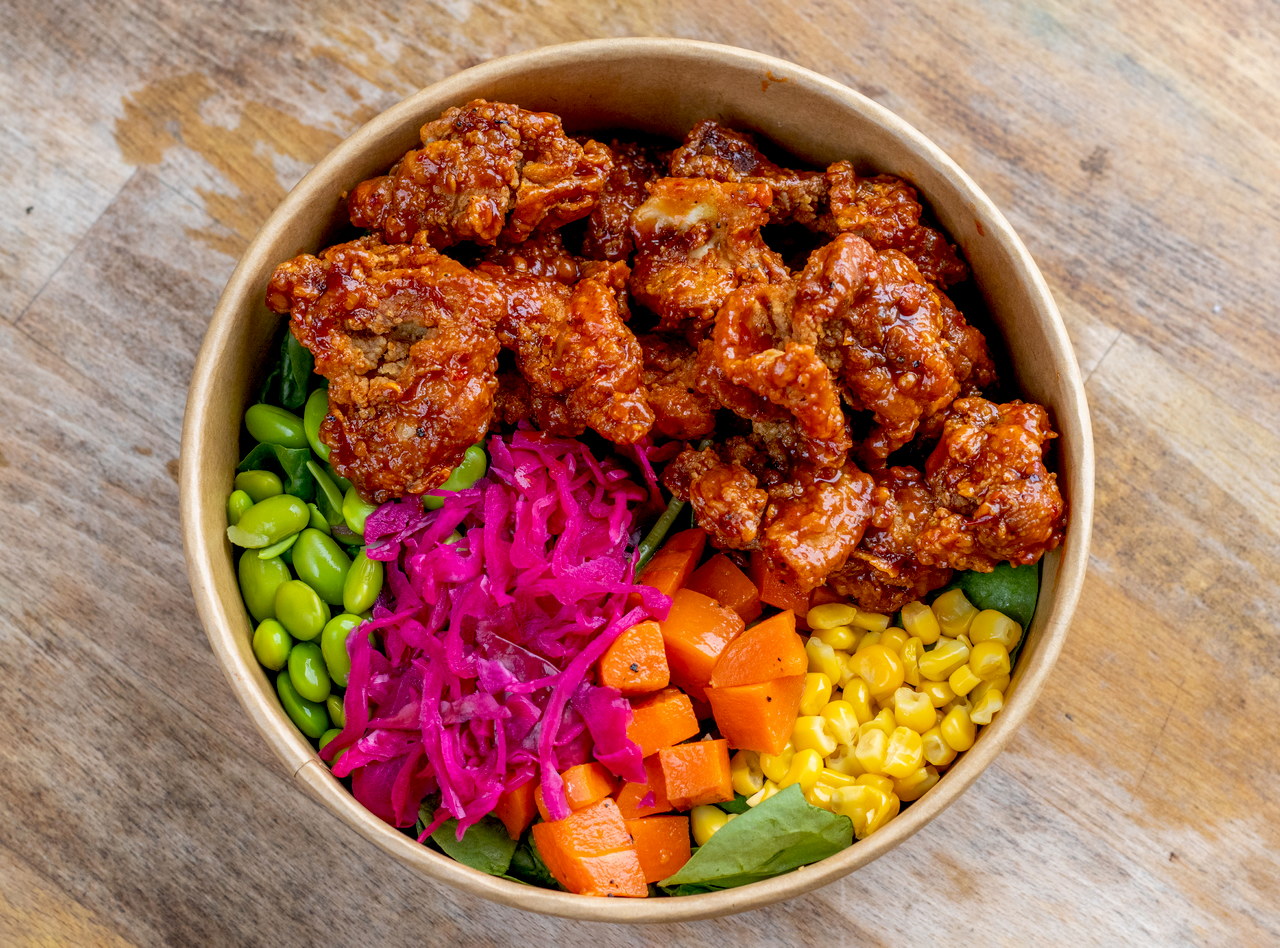 BYO Korean Fried Chicken Rice Bowl by Chef Kyungmin Lee
