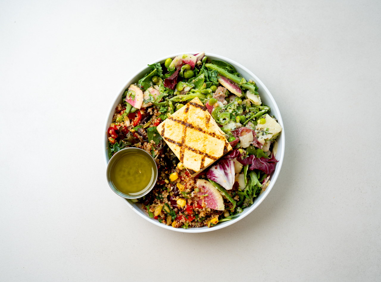 Vegan Power Greens Nourish Bowl with Chilli Tofu Boxed Lunch by Chef Harper Moll