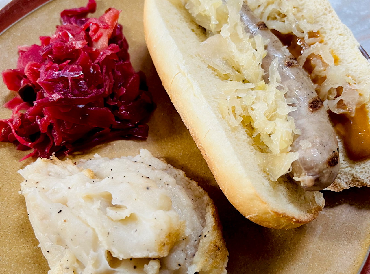 Uli's Famous Sausage Bratwurst with Sauerkraut by Chef Jesse & Ripe Catering Team