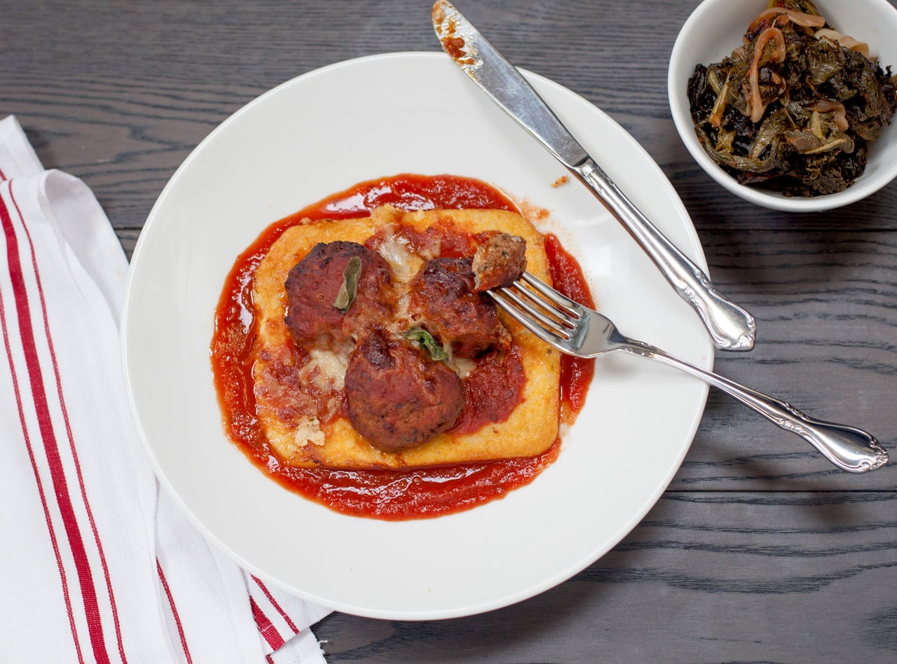 Award-winning Meatballs and Polenta by Chef Ron Anderson