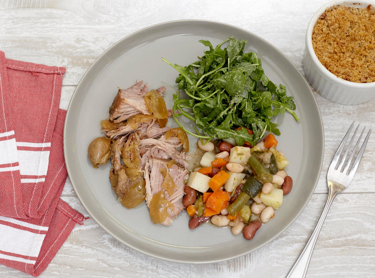 Slow-cooked Pork Shoulder with Roasted Vegetables by Chef Christophe